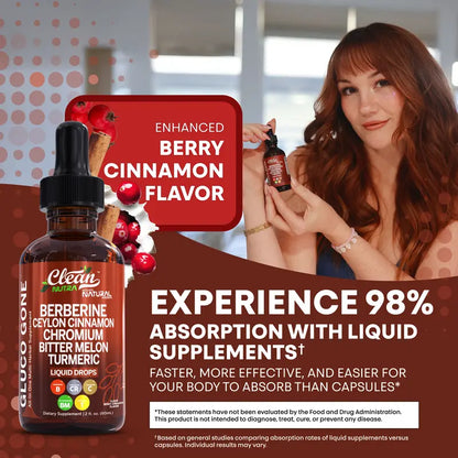 Premium Organic Berberine &  Ceylon Cinnamon Liquid Drops