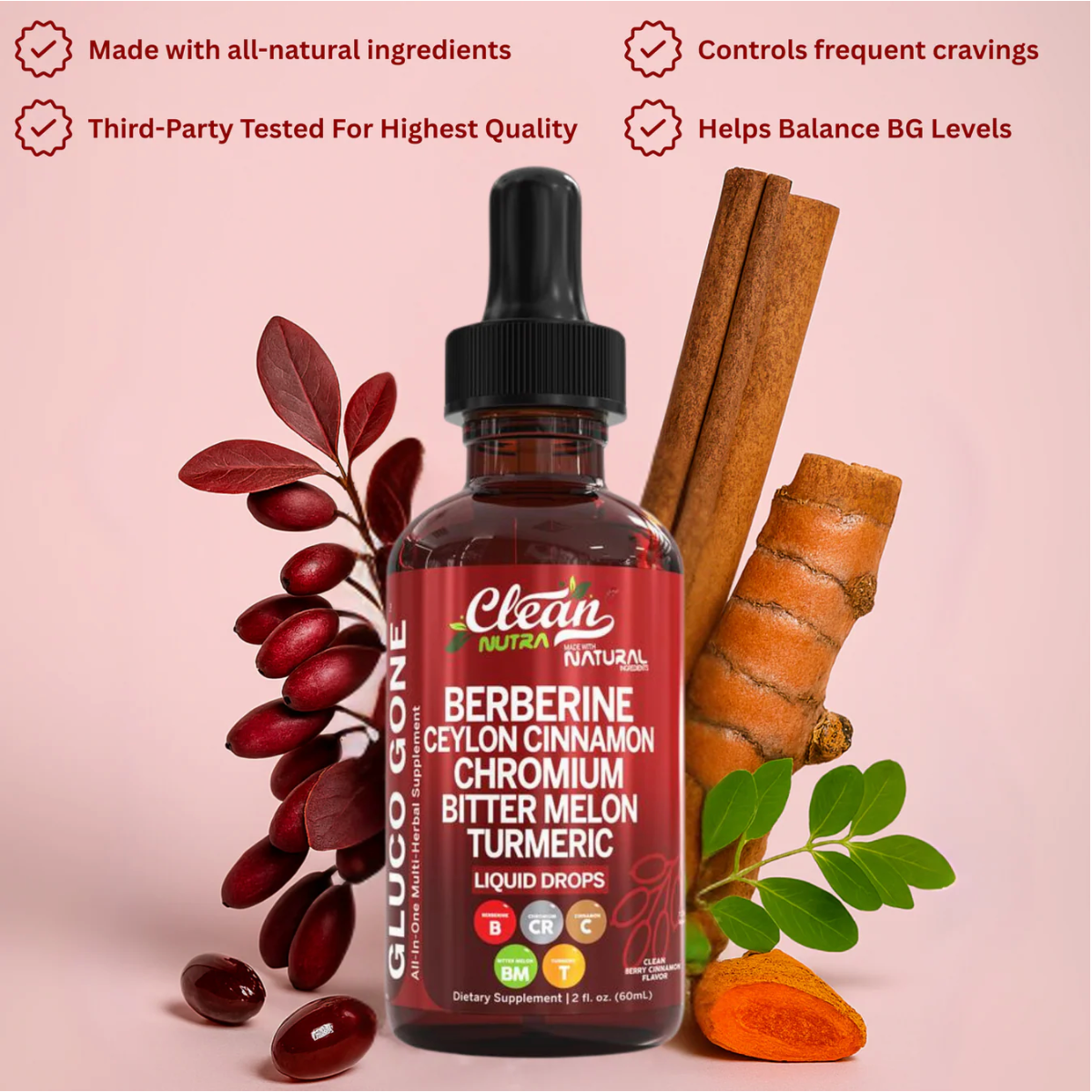 Premium Organic Berberine &  Ceylon Cinnamon Liquid Drops